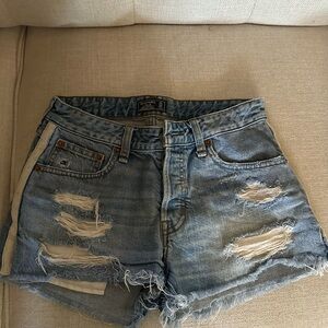 Abercrombie & Fitch Light Blue Distressed Denim Shorts